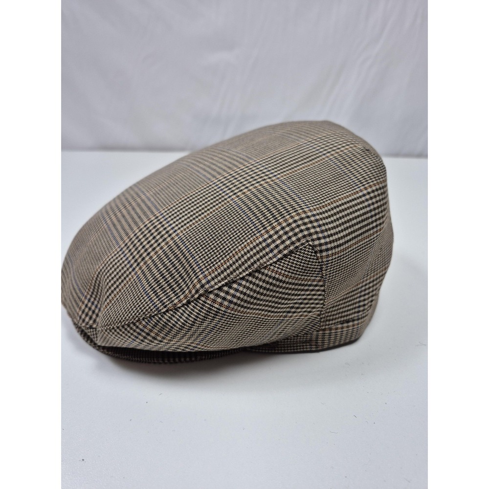 Christys' London Hat Flat Cap Fitted Mens L Brown Plaid Handmade Italy Newsboy